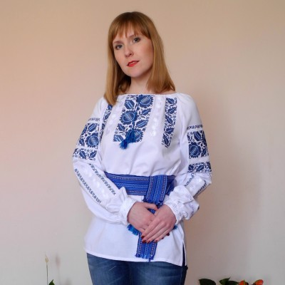 Embroidered blouse "Petrykivka Blue"